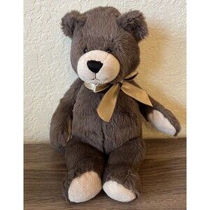 Vintage Ganz Casey Stuffed Animal Brown Teddy Bear Ribbon Bow  H12192